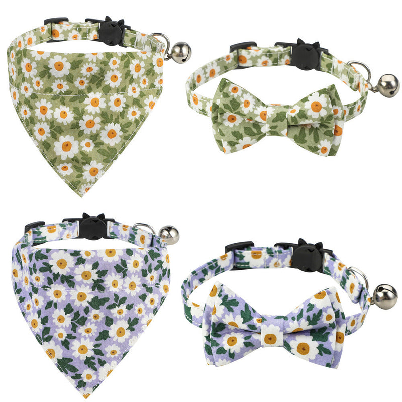 HKM-845715 Cotton Small Floral Cat Collar Pet Bow