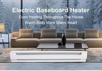 HKM-845779 Electric Convector Baseboard Heater with Adjustable Thermostat and Overheat Protection, 1500W, White