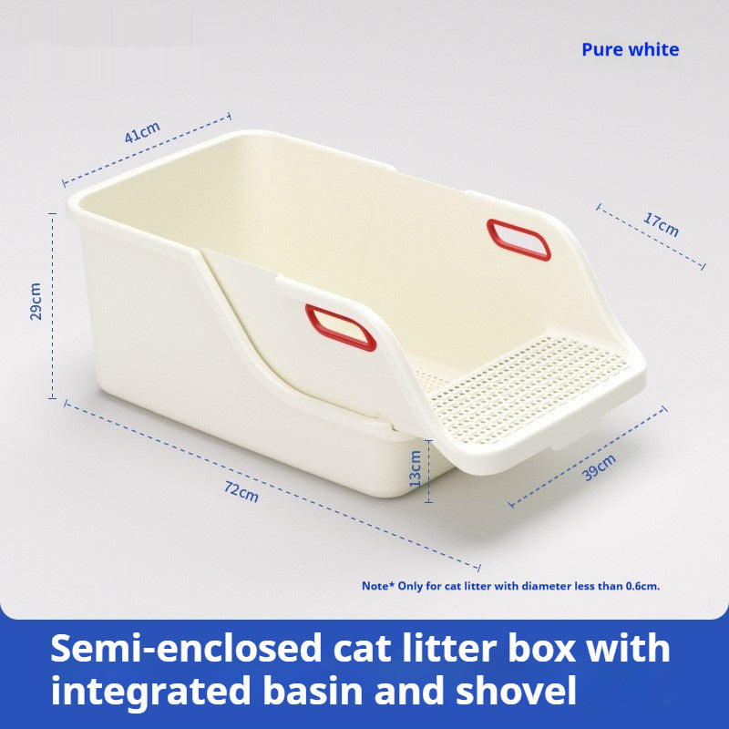 HKM-8458813 Integrated Semi Enclosed High Splash Proof Cat Litter Box in Multiple Colors