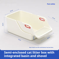 HKM-8458813 Integrated Semi Enclosed High Splash Proof Cat Litter Box in Multiple Colors