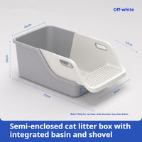 HKM-8458813 Integrated Semi Enclosed High Splash Proof Cat Litter Box in Multiple Colors