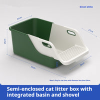 HKM-8458813 Integrated Semi Enclosed High Splash Proof Cat Litter Box in Multiple Colors