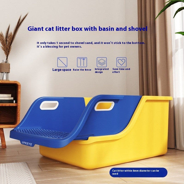 HKM-8458813 Integrated Semi Enclosed High Splash Proof Cat Litter Box in Multiple Colors