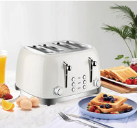 HKM-845907 Vintage Stainless Steel 4-Slice Waffle and Bread Toaster, Electric Kitchen Appliance