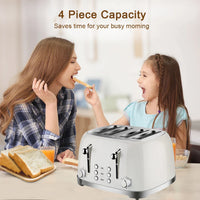 HKM-845907 Vintage Stainless Steel 4-Slice Waffle and Bread Toaster, Electric Kitchen Appliance