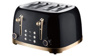 HKM-845907 Vintage Stainless Steel 4-Slice Waffle and Bread Toaster, Electric Kitchen Appliance