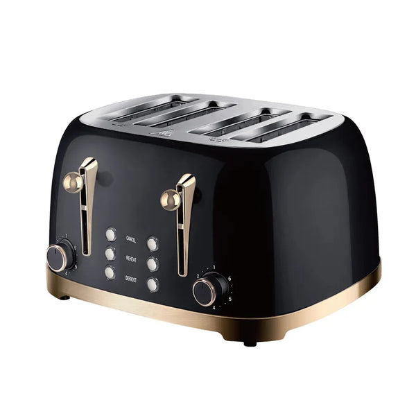 HKM-845907 Vintage Stainless Steel 4-Slice Waffle and Bread Toaster, Electric Kitchen Appliance