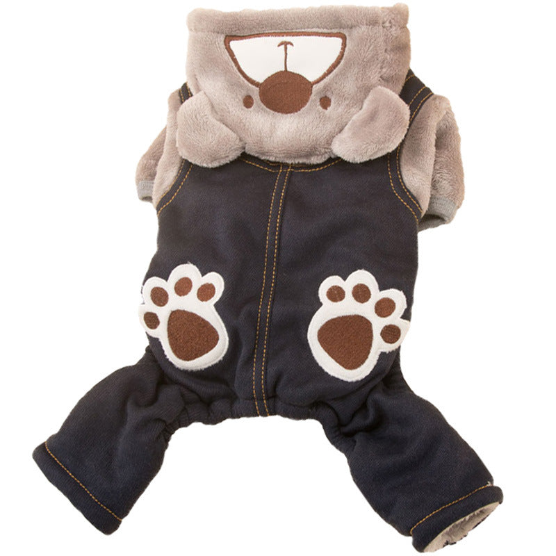 HKM-8459581 Cotton Padded Leisure Wear for Pets with Fun Paw Print Design