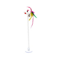 HKM-8459965 Funny Cat Toy Mouse Rod with Sucker and Spring - Interactive Plush Feather Toy for Kittens