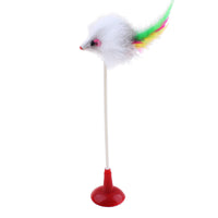 HKM-8459965 Funny Cat Toy Mouse Rod with Sucker and Spring - Interactive Plush Feather Toy for Kittens