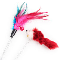 HKM-8459965 Funny Cat Toy Mouse Rod with Sucker and Spring - Interactive Plush Feather Toy for Kittens
