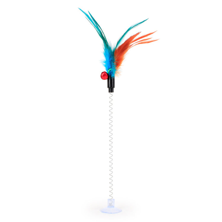 HKM-8459965 Funny Cat Toy Mouse Rod with Sucker and Spring - Interactive Plush Feather Toy for Kittens