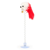 HKM-8459965 Funny Cat Toy Mouse Rod with Sucker and Spring - Interactive Plush Feather Toy for Kittens