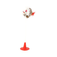 HKM-8459965 Funny Cat Toy Mouse Rod with Sucker and Spring - Interactive Plush Feather Toy for Kittens