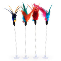 HKM-8459965 Funny Cat Toy Mouse Rod with Sucker and Spring - Interactive Plush Feather Toy for Kittens