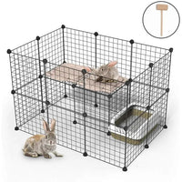HKM-8460605 Portable Metal Wire Playpen for Small Animals - Guinea Pigs, Rabbits, Hedgehogs, and Hamsters - Indoor and Outdoor Use, Easy Assembly, 24 Panels