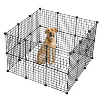 HKM-8460605 Portable Metal Wire Playpen for Small Animals - Guinea Pigs, Rabbits, Hedgehogs, and Hamsters - Indoor and Outdoor Use, Easy Assembly, 24 Panels