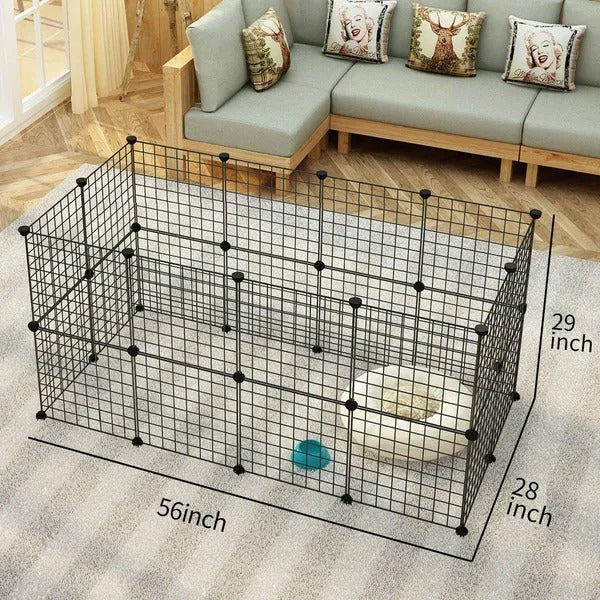 HKM-8460605 Portable Metal Wire Playpen for Small Animals - Guinea Pigs, Rabbits, Hedgehogs, and Hamsters - Indoor and Outdoor Use, Easy Assembly, 24 Panels