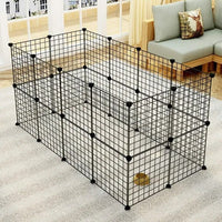 HKM-8460605 Portable Metal Wire Playpen for Small Animals - Guinea Pigs, Rabbits, Hedgehogs, and Hamsters - Indoor and Outdoor Use, Easy Assembly, 24 Panels