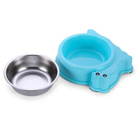 HKM-8461117 Cartoon Snail Shape Stainless Steel Pet Bowl for Food and Water - Pink, Green, Blue