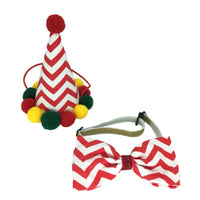 HKM-8461501 Festive Christmas Hat and Bow Tie Set for Pets, Cloth Decoration Accessories