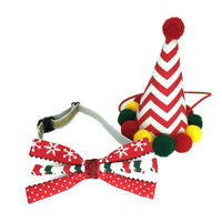 HKM-8461501 Festive Christmas Hat and Bow Tie Set for Pets, Cloth Decoration Accessories