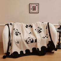 HKM-846163 Multifunctional Black and White Panda Velvet Blanket - Multiple Sizes Available