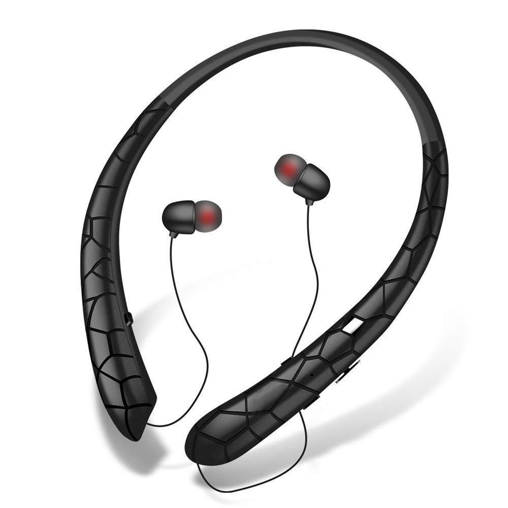 HKM-846227 Retractable Wireless Bluetooth Neckband Headphones with Noise-Canceling Microphone and 12 Hours Playtime