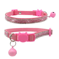 HKM-8462909 Suede Microfiber Cat Collar with Safety Buckle and Bell, Adjustable XS-S Sizes