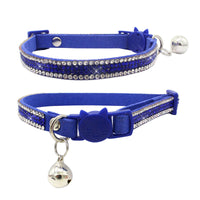 HKM-8462909 Suede Microfiber Cat Collar with Safety Buckle and Bell, Adjustable XS-S Sizes