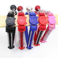 HKM-8462909 Suede Microfiber Cat Collar with Safety Buckle and Bell, Adjustable XS-S Sizes