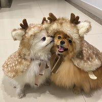 HKM-8463293 Cozy Brown Dot Elk Cloak for Pets - Available in Sizes S, M, L