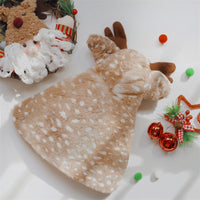 HKM-8463293 Cozy Brown Dot Elk Cloak for Pets - Available in Sizes S, M, L