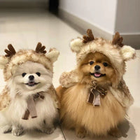 HKM-8463293 Cozy Brown Dot Elk Cloak for Pets - Available in Sizes S, M, L