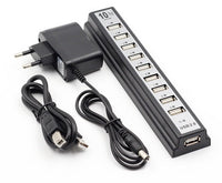 HKM-846355 10-Port USB 2.0 Hub with AC Power Adapter for PC, Laptop, and Notebook
