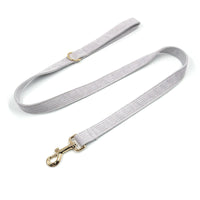 HKM-8466749 Far Mountain Grey Striped Corduroy Dog Collar with DIY Lettering Options