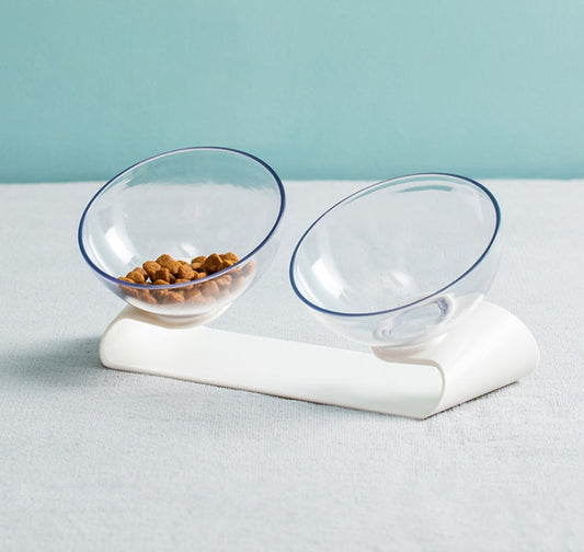 HKM-846675 Double Pet Bowl in White - Durable ABS Material with Sturdy Base, Ideal Size 290 x 138 x 120mm, Lightweight at 305g