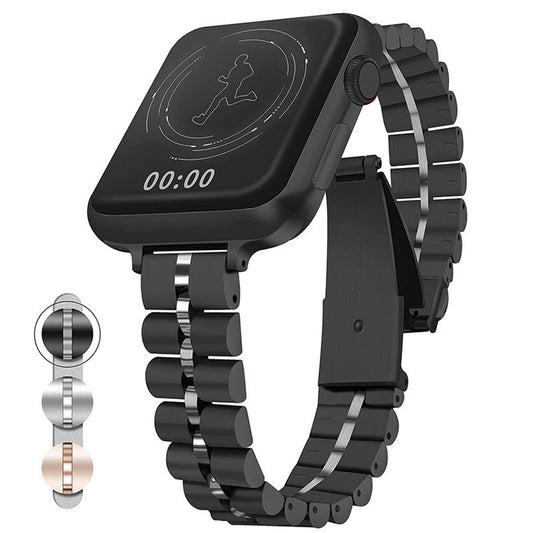 HKM-846675 Small Semicircle Three-Bead Stainless Steel Watch Strap for Apple Watch - Multiple Sizes & Colors Available