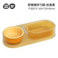 HKM-8466877 Mixed Spoon Bowl for Cats - Taro Purple, Mint Green, Yellow - PC, Stainless Steel, Ceramic