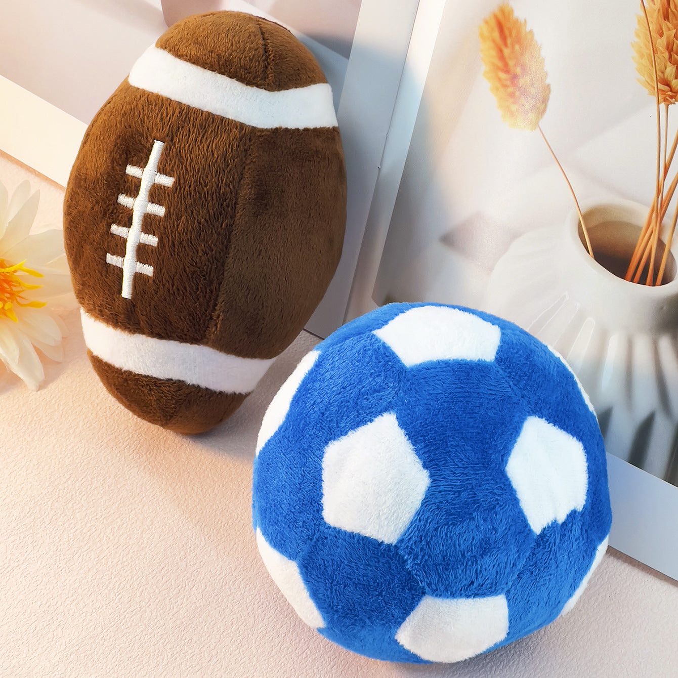 HKM-8470333 Interactive Plush Football and Rugby Dog Training Toy