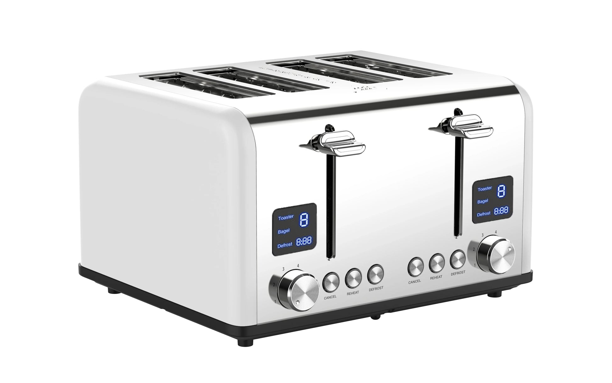HKM-847059 Stainless Steel 4-Slice Toaster with LED Display for Efficient Breakfast Preparation
