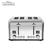 HKM-847059 Stainless Steel 4-Slice Toaster with LED Display for Efficient Breakfast Preparation