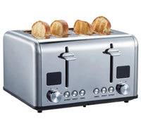 HKM-847059 Stainless Steel 4-Slice Toaster with LED Display for Efficient Breakfast Preparation