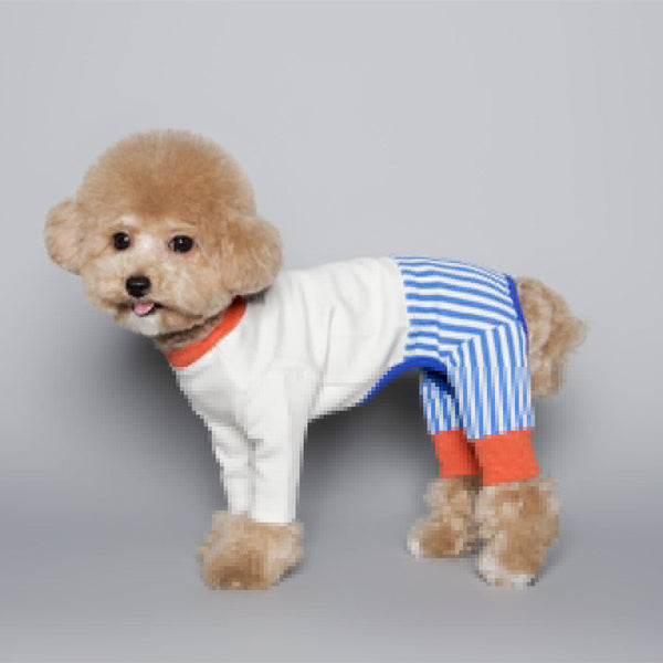 HKM-847123 Striped Cotton Color Blocking Jumpsuit for Pets