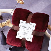 HKM-847315 Double-Sided Coral Fleece Blanket - Thick, Soft Polyester for Cozy Comfort