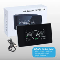 HKM-847507 5-in-1 Air Quality Monitor for CO, CO2, TVOC, Humidity, and Temperature Detection
