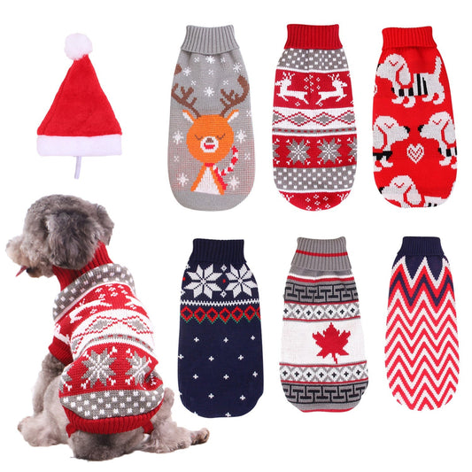 HKM-8476093 Christmas Turtleneck Knitting Sweater for Dogs in Various Designs and Sizes