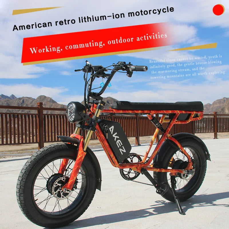 HKM-847635 Akez S1 Max 48V 750W Electric Mountain Bike | 26Ah Long-Range Fat Tire Off-Road E-Bike