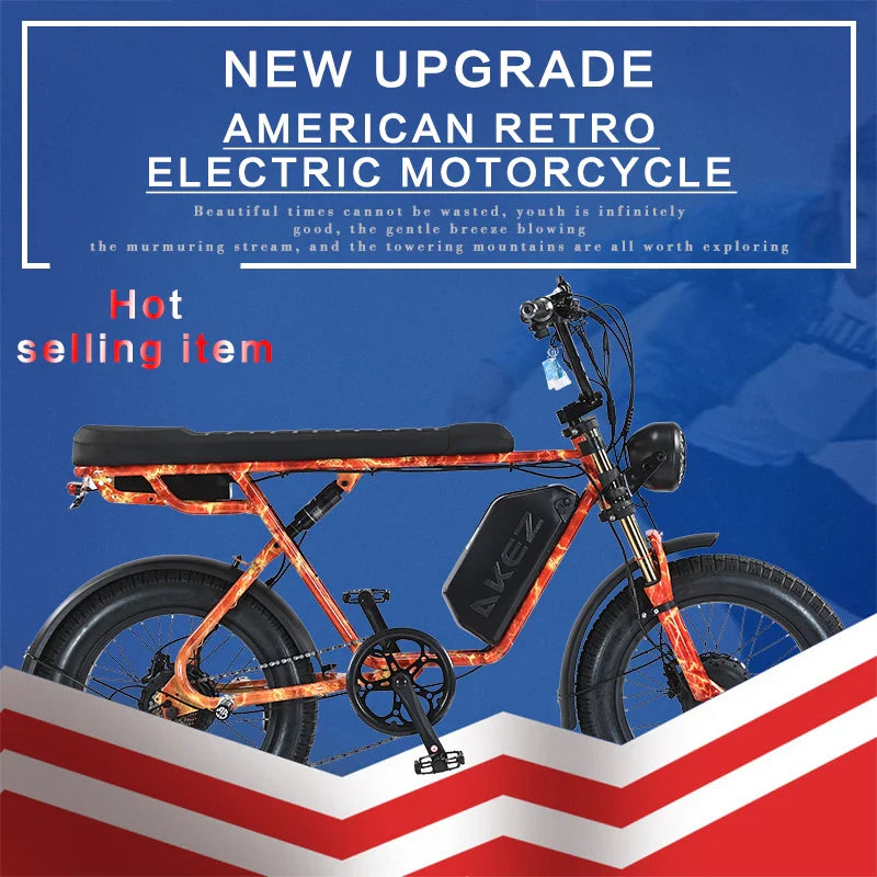 HKM-847635 Akez S1 Max 48V 750W Electric Mountain Bike | 26Ah Long-Range Fat Tire Off-Road E-Bike