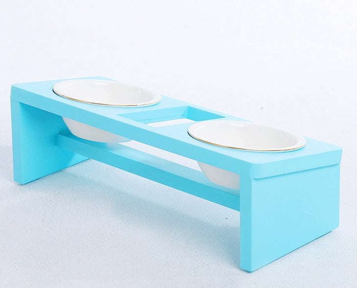 HKM-8476605 Elegant Cat Dish Rack with Bowls and Stents - Multiple Colors Available
